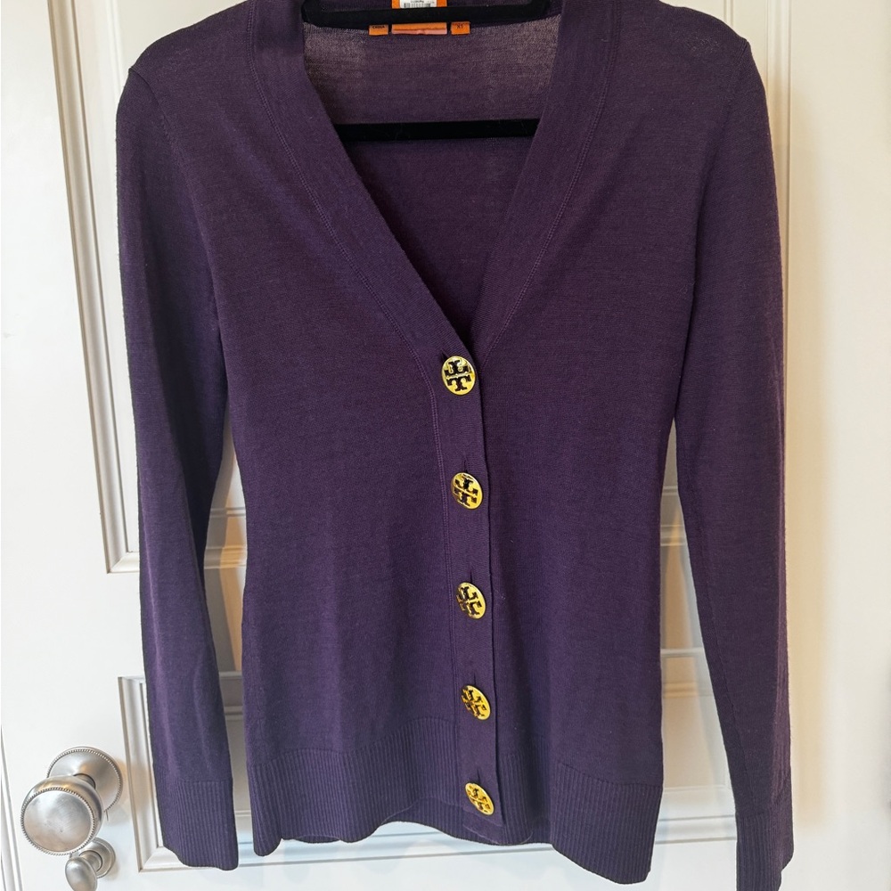 Purple Tory Burch women’s V-neck long sleeve